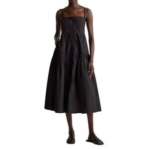 New Quince Womens Black Sleeveless Maxi Dress Organic Cotton Medium 4203-84